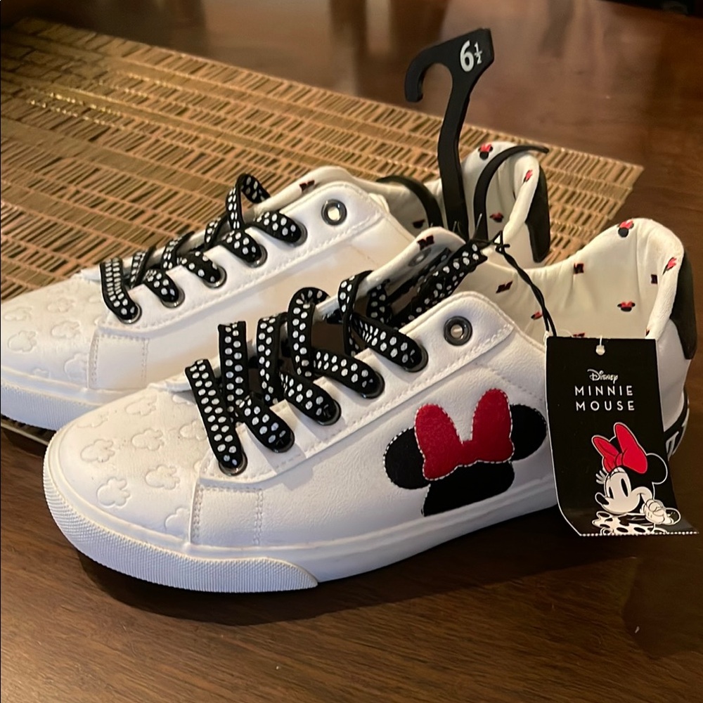 Disney White and Black Sneakers with Minnie Mouse Design
